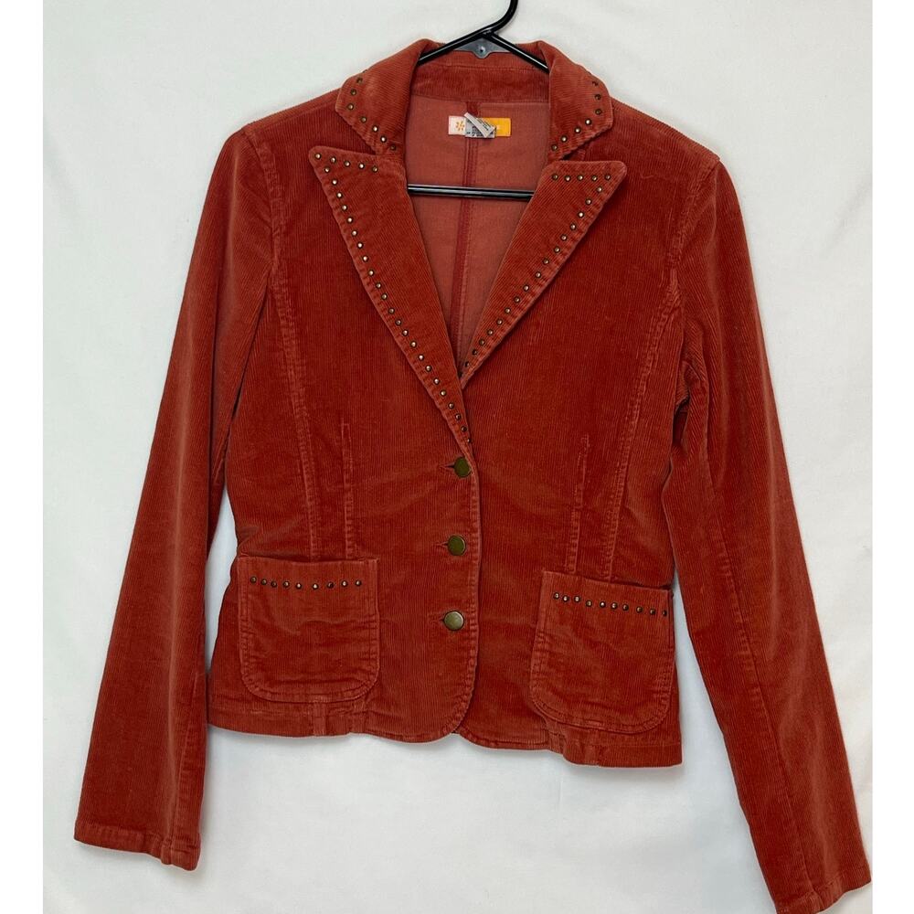 Tulle Women’s M Rust Corduroy Gold Studded Hippie Fall Long Sleeve Blazer Jacket